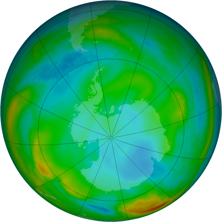 Antarctic ozone map for 02 July 1991